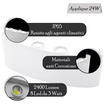 Applique LED Up Down 24W IP65 Grigio da Esterno