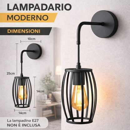 Applique da Parete E27 Industriale Interni Bianco o Nero
