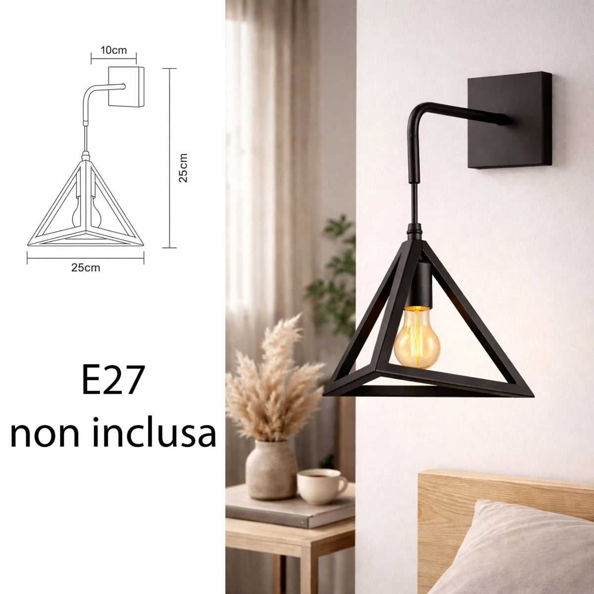 Applique da Parete Moderna E27 IP45 Bianco o Nero 60W