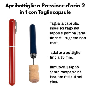 Cavatappi Pneumatico 2 in 1 Portatile con Ago in Acciaio Inox colore casuale