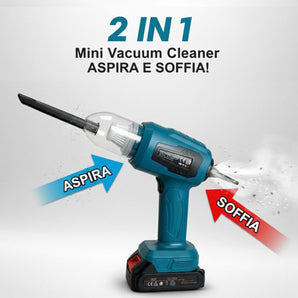 Soffiatore Aspirapolvere 2 in 1 a Batteria 500W con 7 Accessori