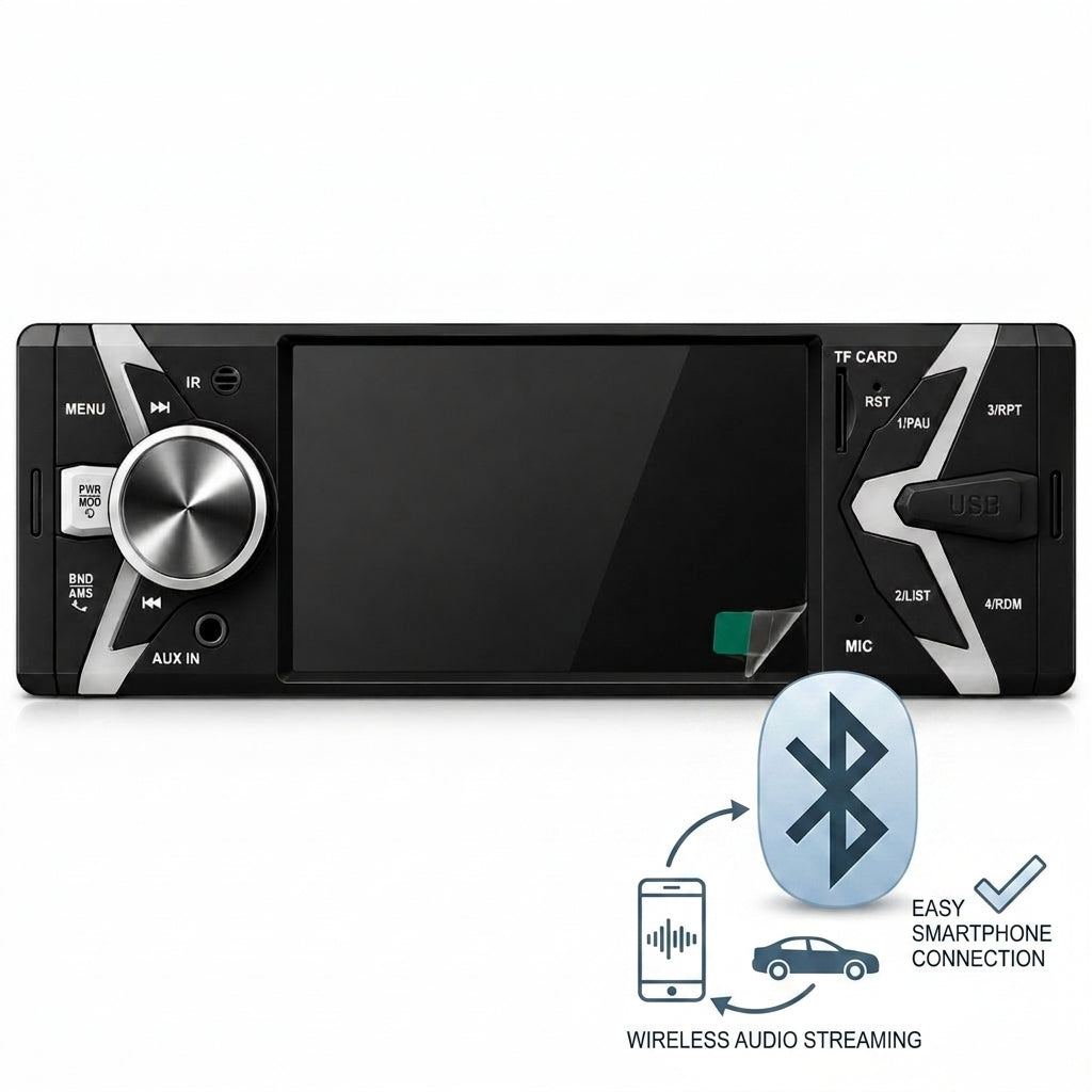 Autoradio 1 DIN con display multimediale per musica in auto