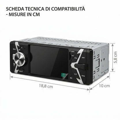 Autoradio 1 DIN con display 4 pollici installata in auto