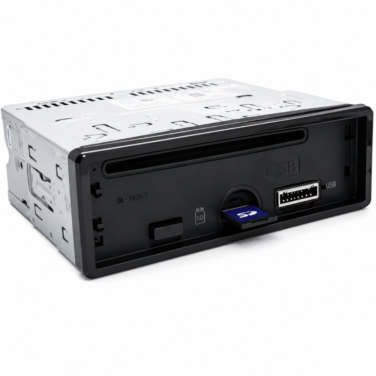 Autoradio 1 DIN vista posteriore con porte USB e SD