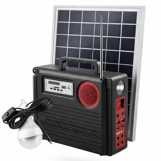 Kit Batteria Solare Portatile con Pannello e 3 Lampade LED USB