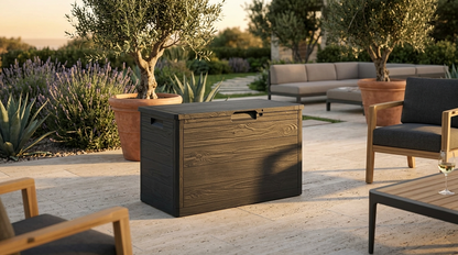 Baule da Esterno 160L Antracite Effetto Legno
