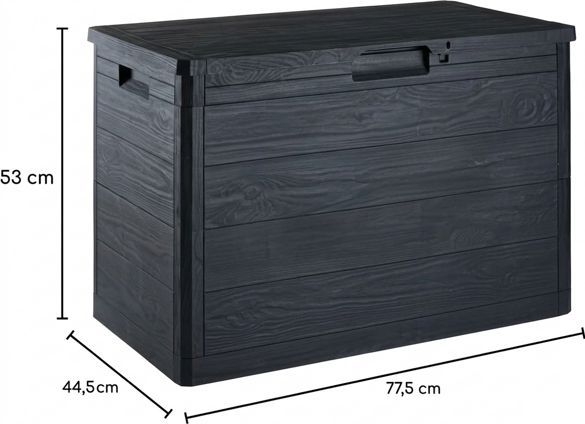 Baule da Esterno 160L Antracite Effetto Legno