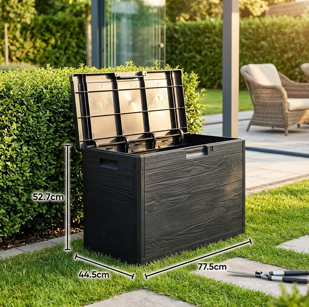 Baule da Esterno 160L Antracite Effetto Legno