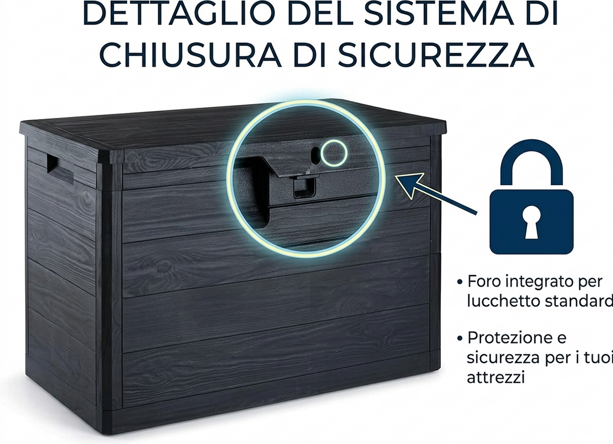 Baule da Esterno 160L Antracite Effetto Legno