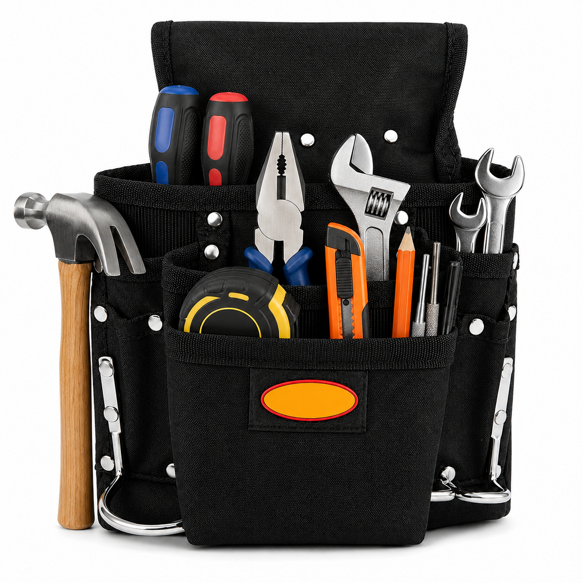 Borsa portautensili organizzata con piccoli utensili da lavoro