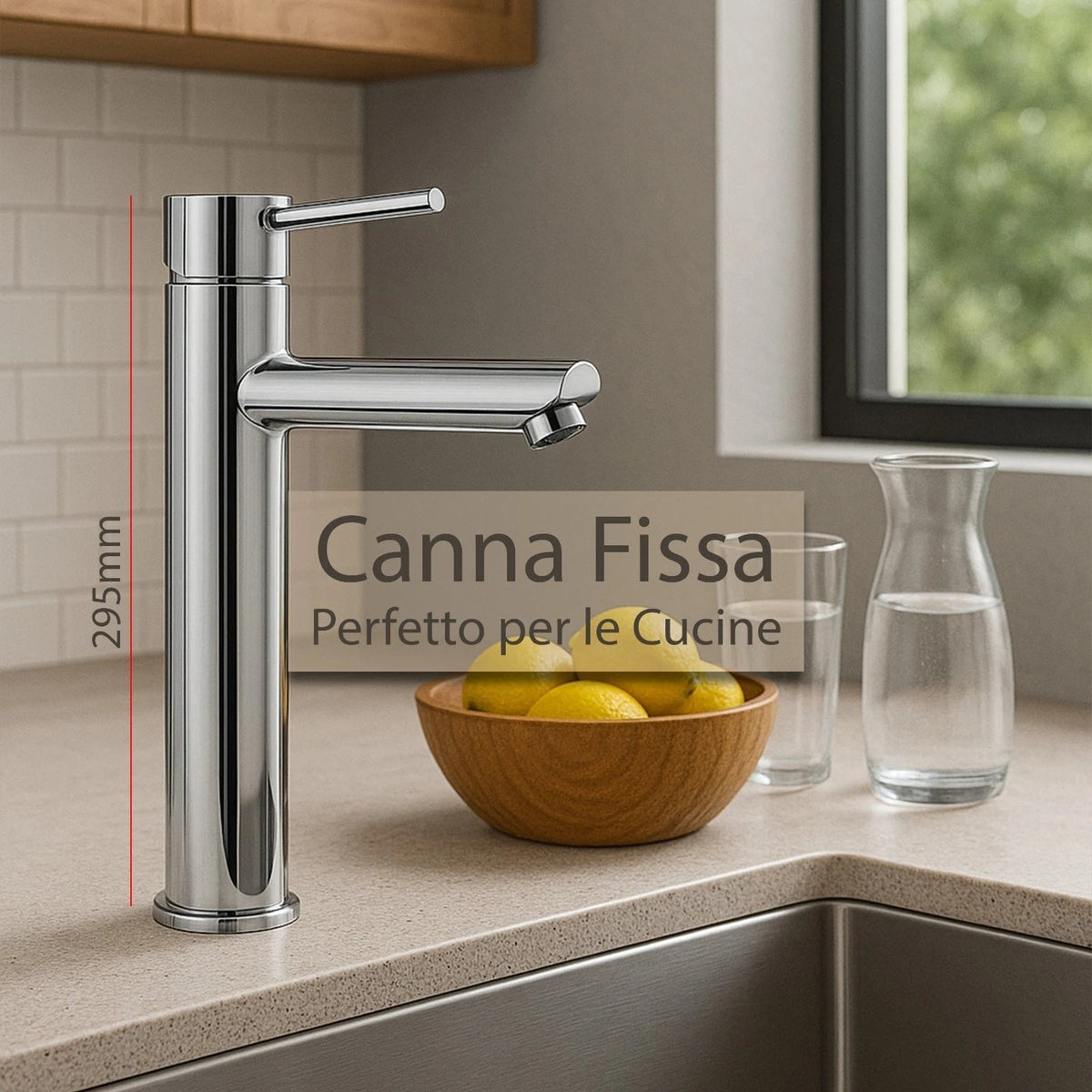 Rubinetto Bagno Cromato Monocomando con Piletta e Flessibili