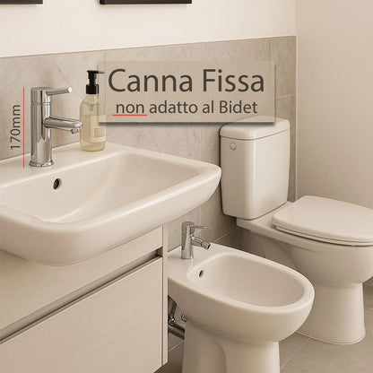 Rubinetto Bagno Cromato Monocomando con Piletta e Flessibili