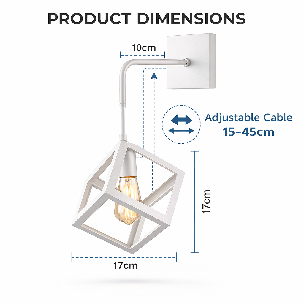 Applique da Parete Cubo E27 Moderna in Alluminio per Interni