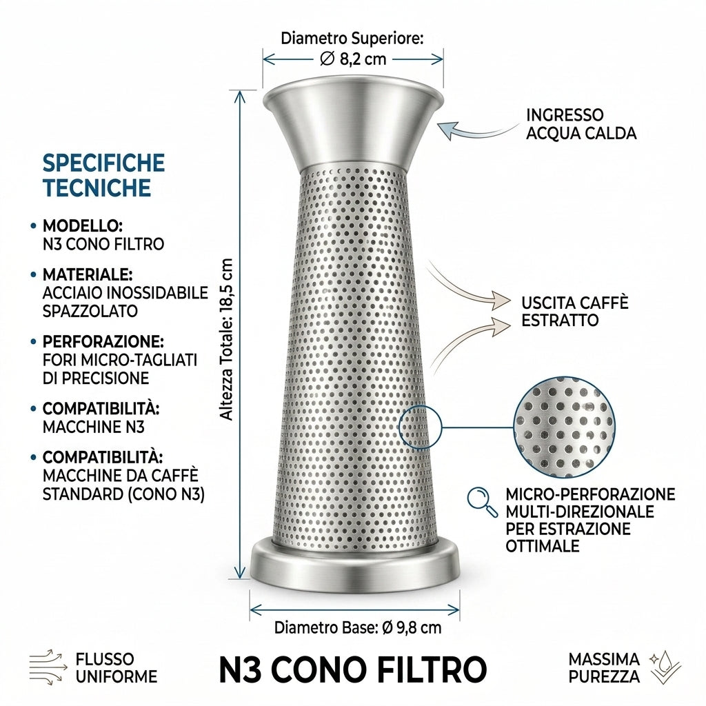 Misure del cono filtro N3 per passapomodoro