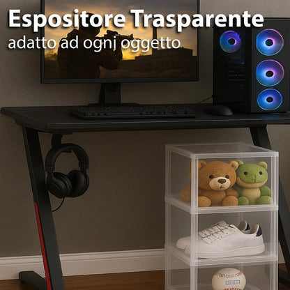 Scatole Porta Scarpe Trasparenti Impilabili con Chiusura Magnetica