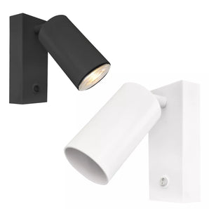 Coppia Lampade Applique da Parete con Lampadina GU10 Bianco o Nero per Lettura