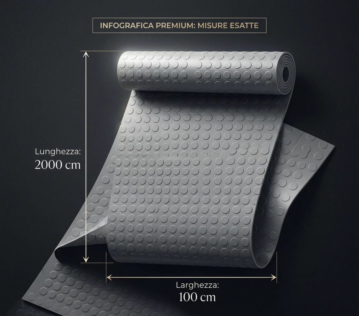 Tappeto PVC Bullonato Antiscivolo Grigio 100x2000 cm