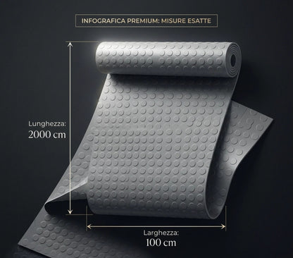Tappeto PVC Bullonato Antiscivolo Grigio 100x2000 cm