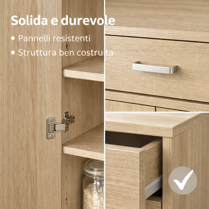 Dispensa Salvaspazio Slim in Legno con Cassetto 63x33x95 cm