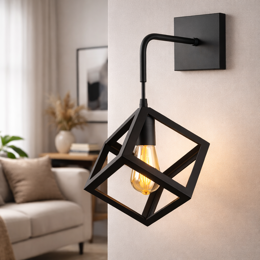 Applique da Parete Cubo E27 Moderna in Alluminio per Interni