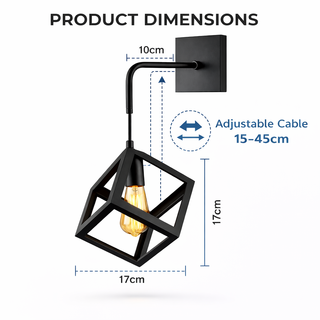 Applique da Parete Cubo E27 Moderna in Alluminio per Interni