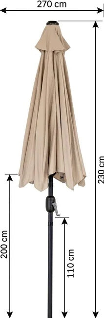 Ombrellone da Giardino 270 cm Beige Inclinabile