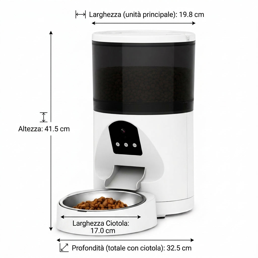 Dimensioni distributore automatico cibo per cani e gatti