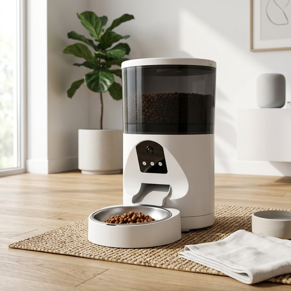 Distributore automatico crocchette smart in ambiente domestico