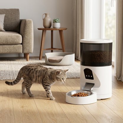 Distributore automatico smart per gatti in ambiente domestico