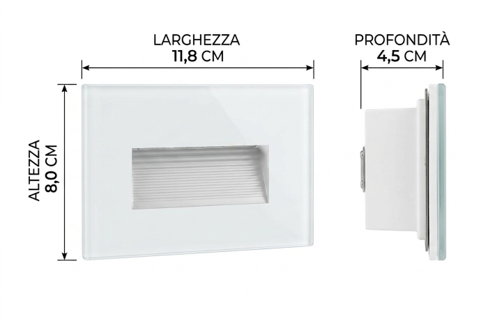 Segnapasso LED Incasso 4,5W IP65 Asimmetrico per Scatola 503 LUCE CALDA 3000K