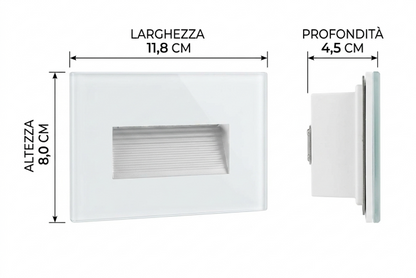 Segnapasso LED Incasso 4,5W IP65 Asimmetrico per Scatola 503 LUCE CALDA 3000K