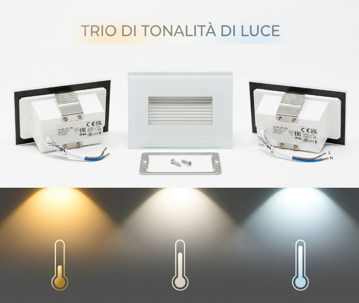 Segnapasso LED Incasso 4,5W IP65 Asimmetrico per Scatola 503 LUCE CALDA 3000K
