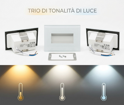 Segnapasso LED Incasso 4,5W IP65 Asimmetrico per Scatola 503 LUCE CALDA 3000K