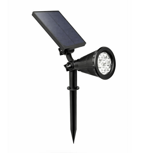 Faretto solare 7W da giardino con picchetto e pannello LED luce fredda