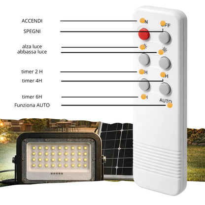 Faro LED Solare Esterno IP65 con Pannello 50W 200W 300W