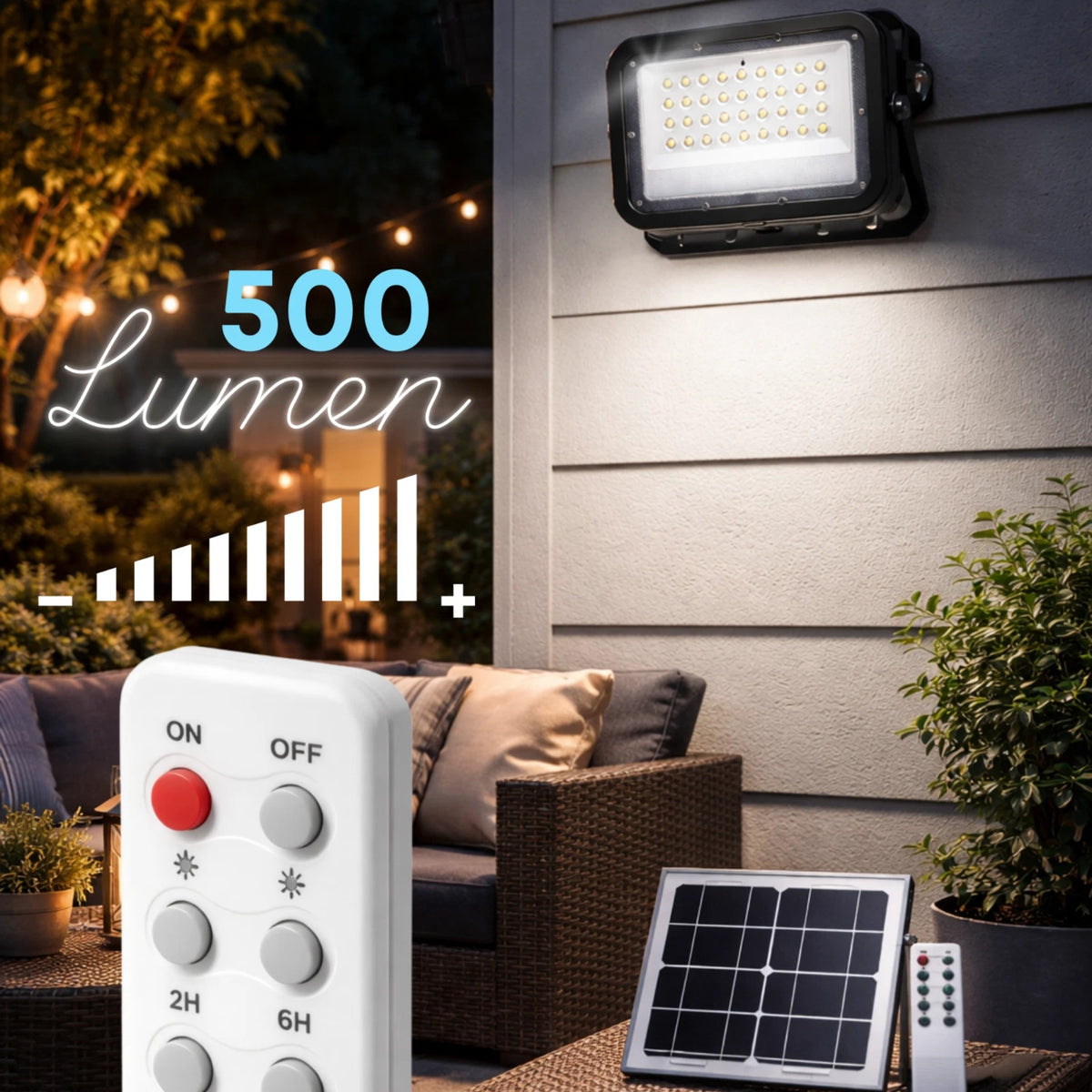 Faro LED Solare Esterno IP65 con Pannello 50W 200W 300W