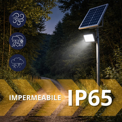 Faro LED Solare Esterno IP65 con Pannello 50W 200W 300W