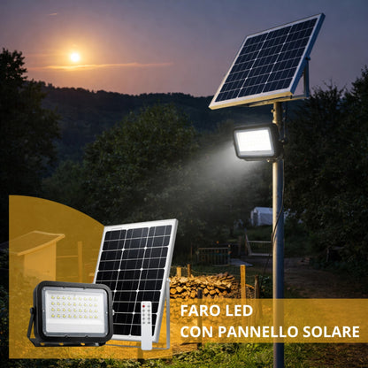 Faro LED Solare Esterno IP65 con Pannello 50W 200W 300W