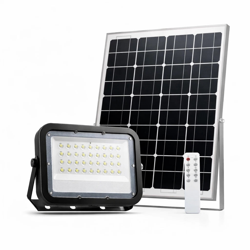 Faro LED Solare Esterno IP65 con Pannello 50W 200W 300W