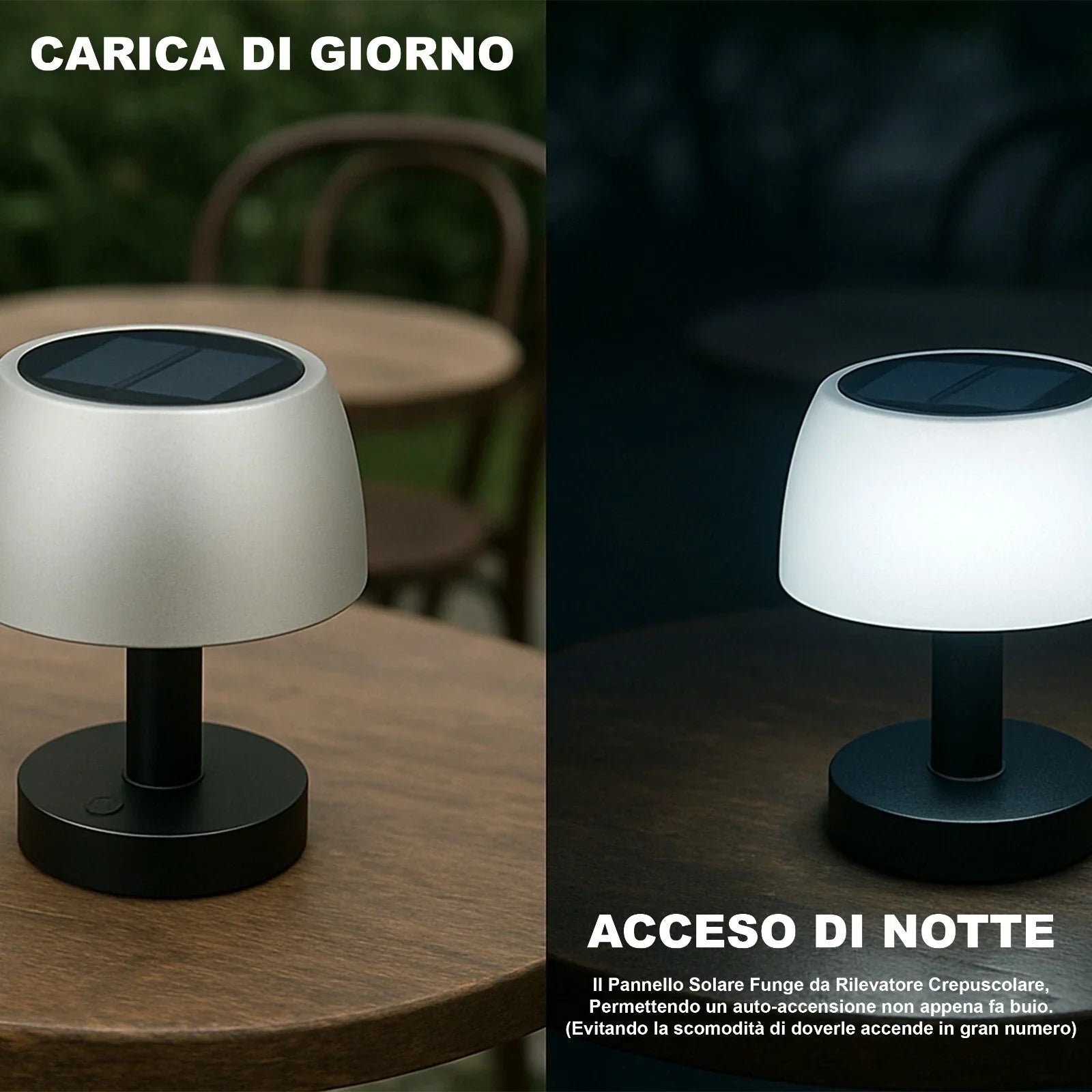 Lampada da tavolo solare LED senza fili per esterni Barus Lampada da tavolo solare LED senza fili per esterni Barus