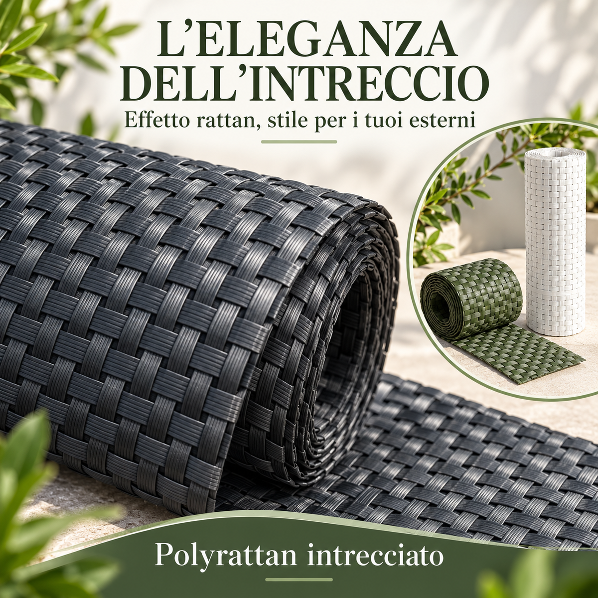 Dettaglio della trama intrecciata in polyrattan