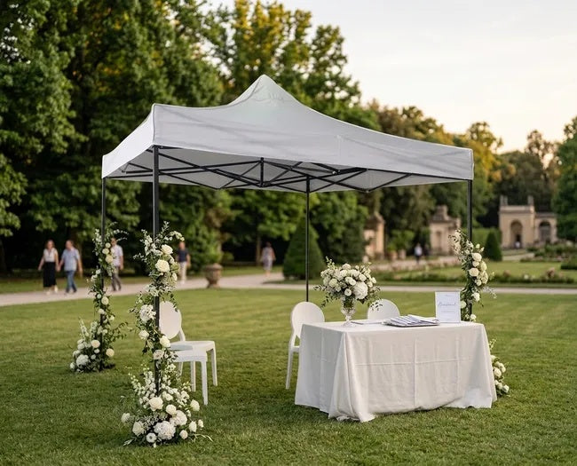 Gazebo Pieghevole 3x3 Bianco in Acciaio a Fisarmonica