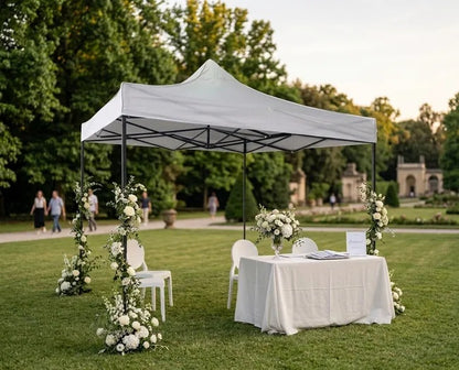 Gazebo Pieghevole 3x3 Bianco in Acciaio a Fisarmonica