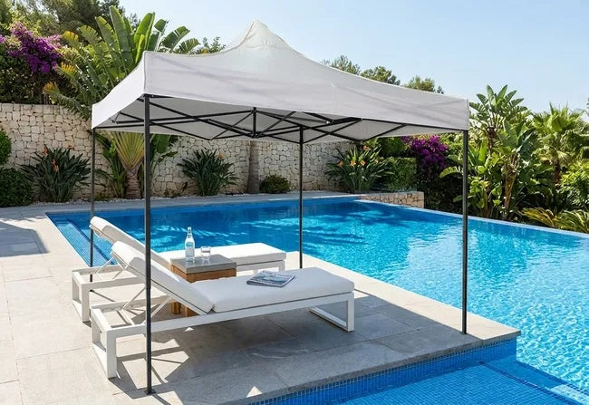 Gazebo Pieghevole 3x3 Bianco in Acciaio a Fisarmonica