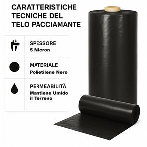 Telo nero pacciamatura orto forato 1.30x50m anti-erbacce UV