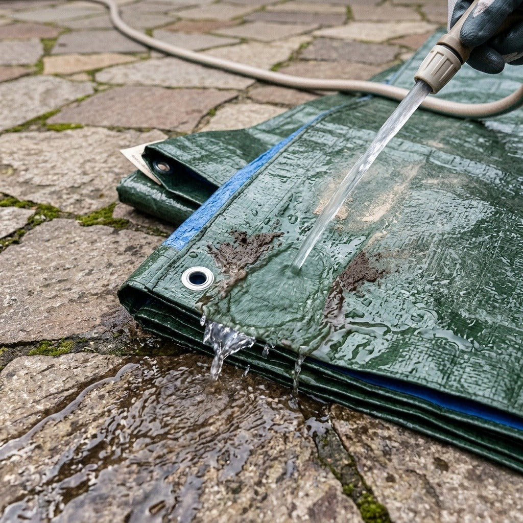 Telo Occhiellato Impermeabile PE Verde Blu 90/130 g/m²