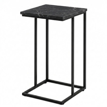 Tavolino Laterale a C Dark Marble 40x30x67 cm - immagine 1