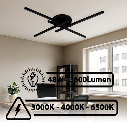 Lampadario LED 48 W a Croce Dimmerabile 3 CCT – Bianco/Nero