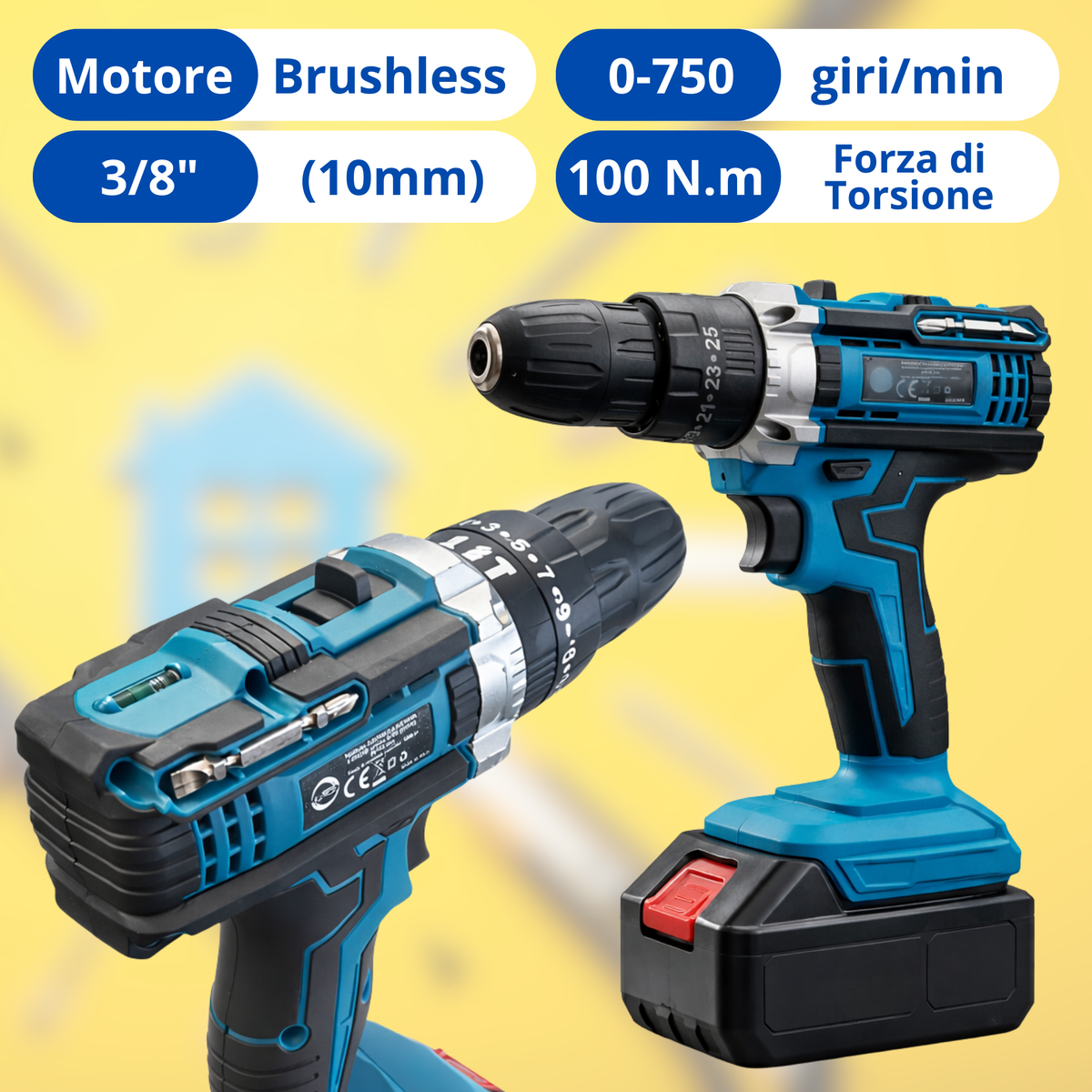 Elettroutensili Cordless 5 in 1 88V con 2 Batterie kit
