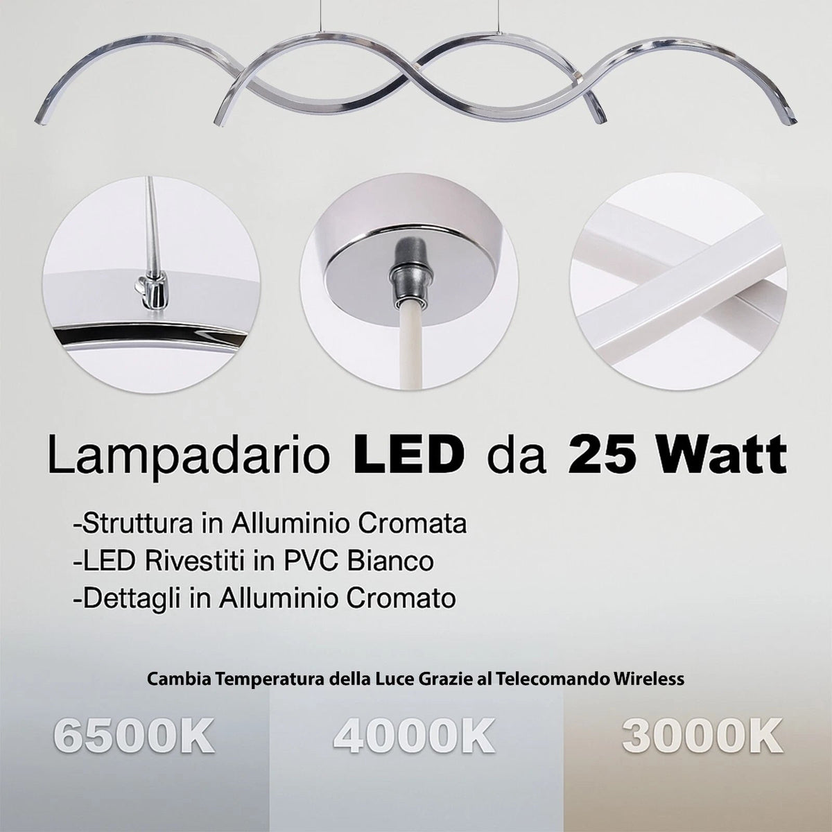 Lampadario LED sospensione 25W design moderno intrecciato dimmer